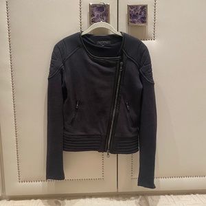 Rag & Bone Knit Moto Jacket with Leather Trim
